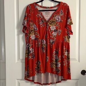 Torrid Red Boxy Blouse with Tie Front